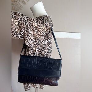 Black Embossed Shoulder Bag